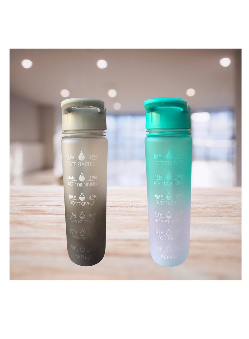 EYUN Leakproof Motivational Sports BPA-free Water Bottle with Straw & Time Marker -30oz - Image 4