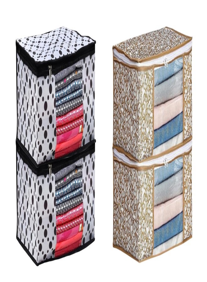SHAPING FABRIC غطاء ملابس من قماش غير منسوج 90 غرام/متر مربع مع نافذة شفافة وسحاب معدني مزدوج - عبوة من 4 قطع | حقيبة تخزين ملابس مقاومة للغبار، مناسبة للساري، والبدلات، والسترات، والقمصان AWMN1582493517524148524872 - Image 1