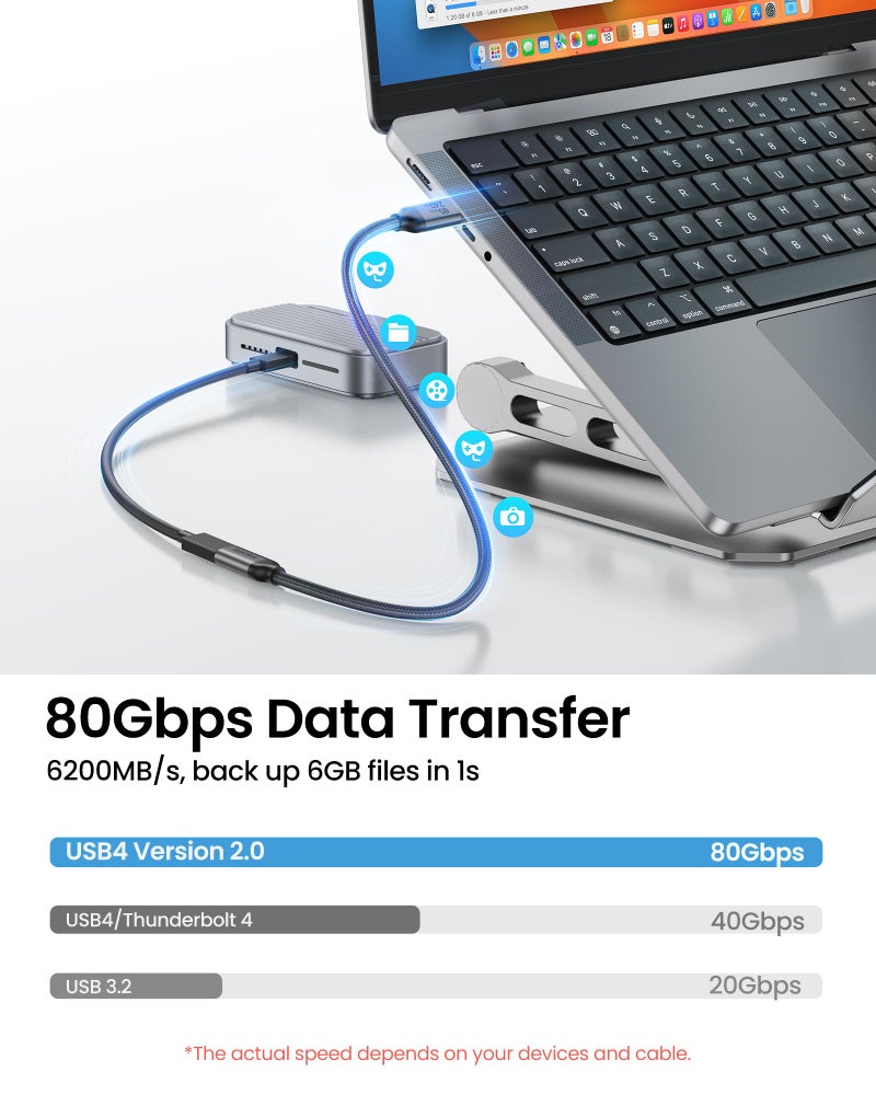 Silkland 80Gbps USB 4 Extension Cable for Thunderbolt 5/4, [240W Charging, 8K 60Hz] USB C Extender 3.3ft, 4K@540Hz Type C Male to Female Adapter Compatible for USBC Hub, iPhone 17/16, MacBook, iPad - Image 3