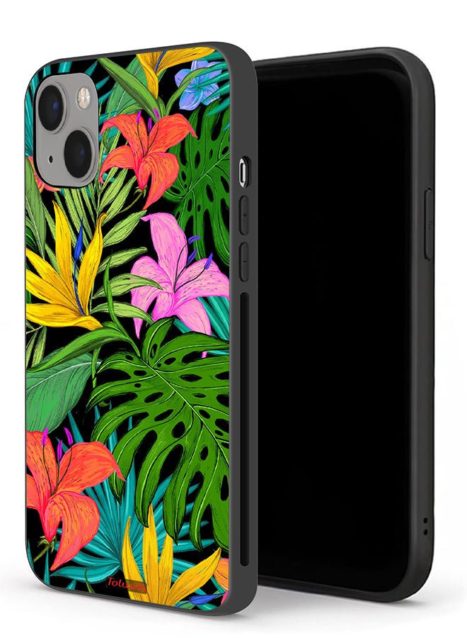 Tolwak Apple iPhone 13 Protective Case Pattern Tropical Flowers Leaves - Image 1