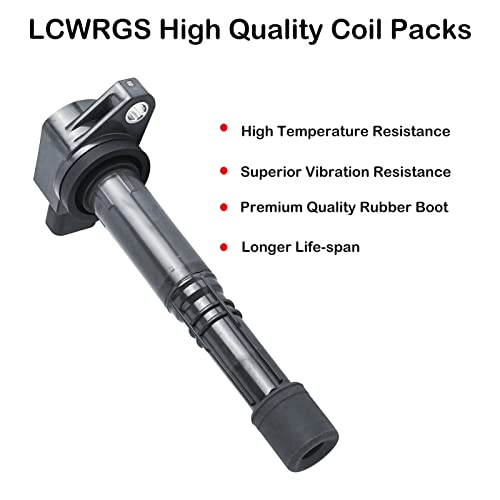 LCWRGS مجموعة من 4 حزم لفائف الإشعال تناسب L4 2.4 2.0 2002 2003 2004 2005 2006 2007 2008 2009 هوندا CRV أكورد سيفيك SI إليمينت S2000 أكورا RSX CSX - Image 2
