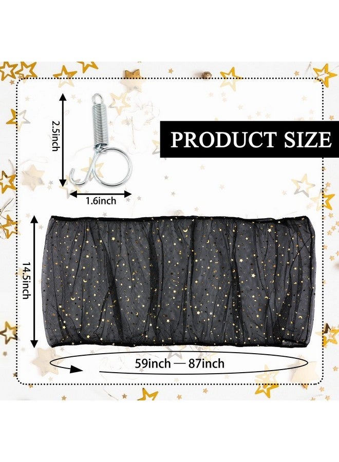 2Pcs Adjustable Bird Cage Seed Catcher(Black) Birdcage Nylon Mesh Cover Twinkle Star Universal Birdcage Cover For Parakeet Round Square Cage With Spring Hook - Image 2
