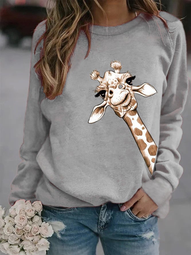 2025 foreign trade new giraffe printed mens and womens crew neck vests WISH a generation of hair gray without cap