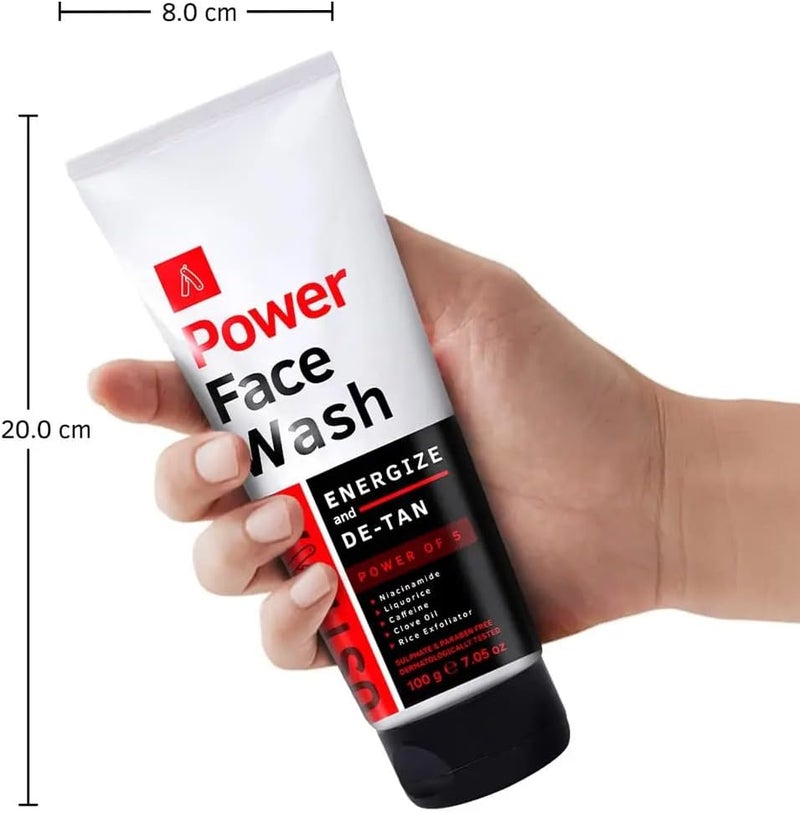 Ustraa Power Face Wash - 100g - Energize, De-Tan & Brighten | Removes Dead Skin, Clears Pores, Fresh Scent | Dermatologically Tested, No SLS | Hydrates & Enhances Skin Tone - Image 5