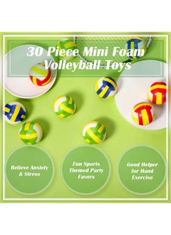 Civaner 30 Pieces Mini Volleyball Stress Balls 2.36 Inch Foam Sports Balls Tiny Volleyball Toys For Children For Stress Relief Party Favor Toys Ball Games (Colorful)  - Image 2