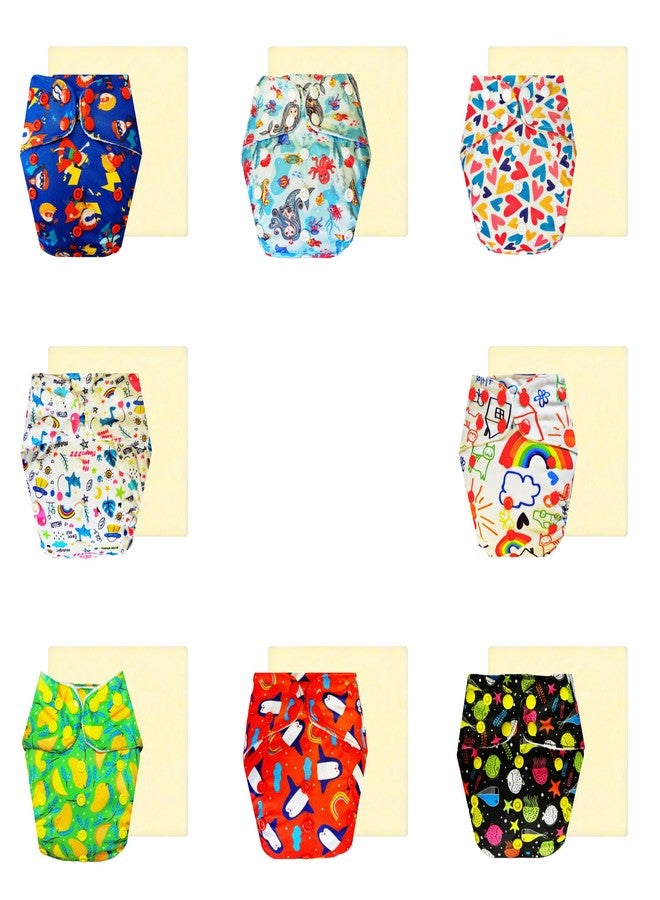 Dumbledo Elite Cloth Diaperwith Magical Soaker (Pack of 8) | Hypoallergenic | Leakproof | Adjustable Snaps | All-Day Wear | 3 Months - 3 Years | Unisex Baby - Image 1