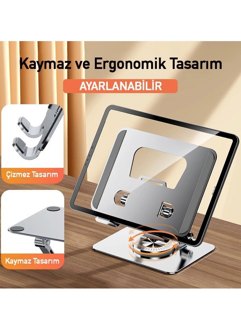 ELTRAZONE Height Adjustable Tablet Stand – 360° Rotating Desk Mount for 4-12 Inch Tablets & Smartphones - Image 4