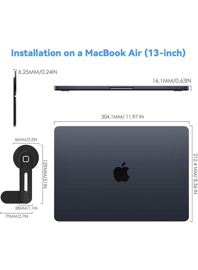 كلاود فالي حامل كمبيوتر محمول قابل للتعديل وحامل هاتف مغناطيسي من الألومنيوم رفيع ومشبك تثبيت جانبي لشاشة الكمبيوتر لهاتف Iphone Magsafe Series وجميع الهواتف المحمولة القابلة للطي وحامل توسيع الكمبيوتر باللون الأسود - Image 5