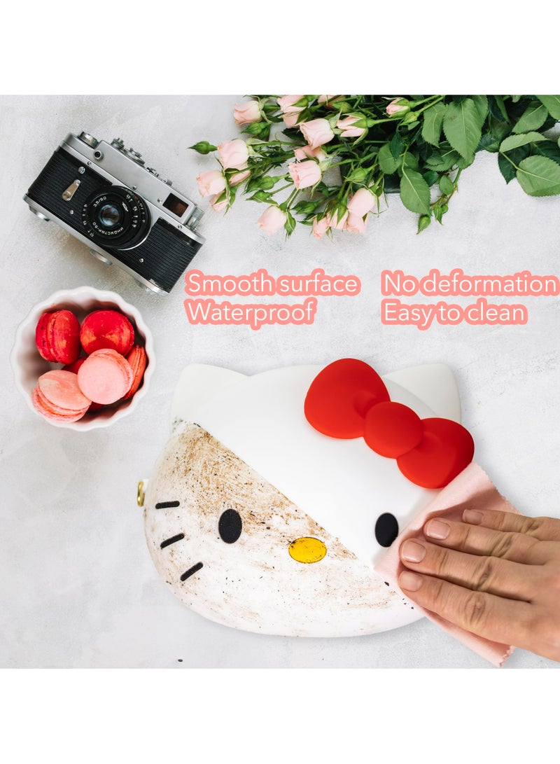 CMGTYYD Purse & Accessories Set, New Cartoon Silicone Coin Purse with Keychain, Children's Small Shoulder Bag, Kindergarten Girl Baby Outing Mini Storage Bag, Compact and Convenient, White - Image 5