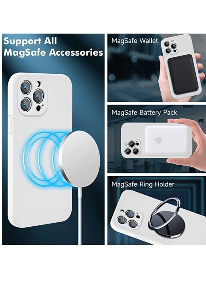 iPhone 14 Pro + 2 Pack Tempered Glass Screen Protector Magsafe Case Silicone Phone Case with Microfiber Lining for iPhone 14 Pro 6.1 inch - Image 2