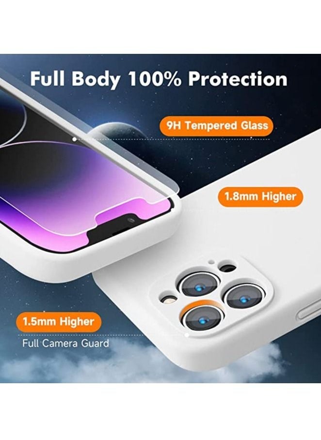 iPhone 14 Pro + 2 Pack Tempered Glass Screen Protector Magsafe Case Silicone Phone Case with Microfiber Lining for iPhone 14 Pro 6.1 inch - Image 5