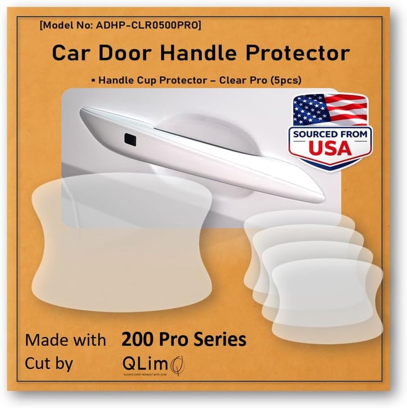 QLim [3M]-5pcs(Pro) Customized Car Door Handle Cup Protector Made with 3M Paint Protection Film Pro Series, Clear(Transparent), Anti Scratch, Universal Fit for Most Cars (Clear Pro/5pcs) Trendy varied sizing alternatives - Image 1