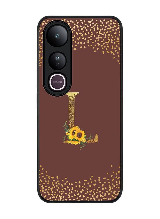Stylizedd For vivo V50 Lite Case,Slim fit Camera Protection, Shockproof Thin Phone cover  - Custom Floral Monogram - L  (Brown )