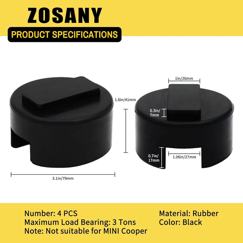 ZOSANY 4PCS Pinch Weld Jack Pad, Floor Jack Pad Adapter for BMW and Mini, BMW Jack Pad Adapter Slotted Frame Rail Pinch welds Protector for Floor Jack, Puck BMW Jack Stand Adapter with Storage Bag - Image 2