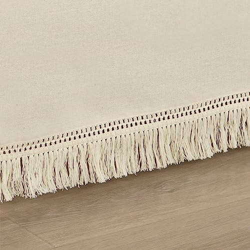 Lush Decor Boho Fringe 15-Inch Tailored Drop Easy Fit Bedskirt, Queen, Neutral - Image 3