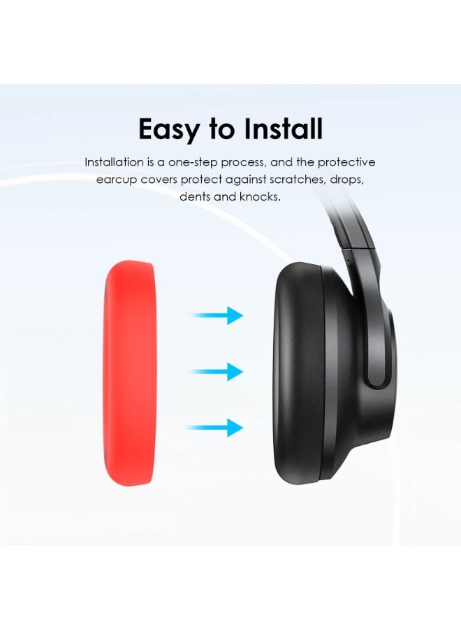 Red Silicone Protective Cover Set for Soundcore Life Q20i | Headband u0026 Earmuff Covers | Washable u0026 Scratch-Resistant - Image 4