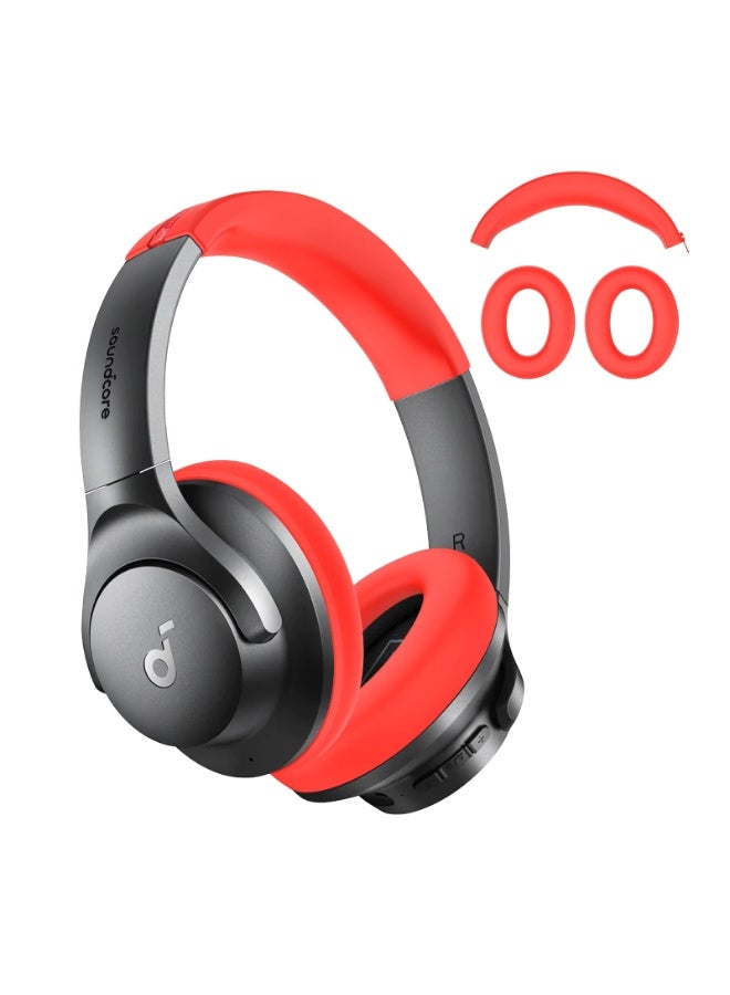 Red Silicone Protective Cover Set for Soundcore Life Q20i | Headband u0026 Earmuff Covers | Washable u0026 Scratch-Resistant - Image 1