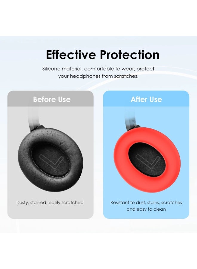 Red Silicone Protective Cover Set for Soundcore Life Q20i | Headband u0026 Earmuff Covers | Washable u0026 Scratch-Resistant - Image 3