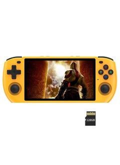 Powkiddy POWKIDDY RGB10 MAX3 Handheld Game Console, 5 Inch IPS Screen Retro Video Game Console Open Source Linux Game Player, Support WiFi & Bluetooth,10000+ Games Portable PSP (Yellow, 128G)  - Image 1