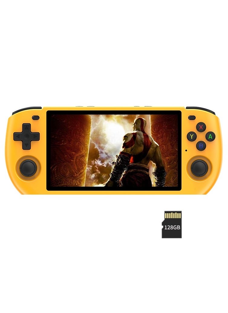 Powkiddy - POWKIDDY RGB10 MAX3 Handheld Game Console, 5 Inch IPS Screen Retro Video Game Console Open Source Linux Game Player, Support WiFi & Bluetooth,10000+ Games Portable PSP (Yellow, 128G) - Image 1