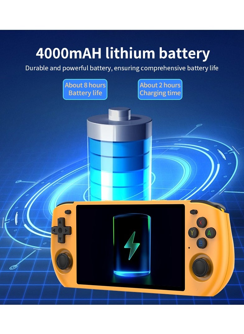 Powkiddy - POWKIDDY RGB10 MAX3 Handheld Game Console, 5 Inch IPS Screen Retro Video Game Console Open Source Linux Game Player, Support WiFi & Bluetooth,10000+ Games Portable PSP (Yellow, 128G) - Image 1