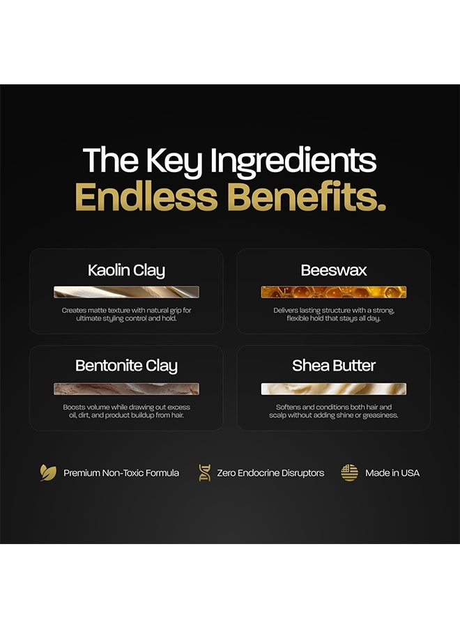 Based Bodyworks Hair Clay for Men, Premium Hair Clay with Strong Hold, Texturizing Finish, & Low Shine, Hair Styling for Medium, Thick, Straight, or Wavy Hair, Santal Sandalwood Fragrance (3oz Pack of 1) - Image 5