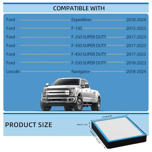 Parfyter 1*HEPA Cabin Air Filter replacement CF12150 Compatible with Lincoln Navigator;Ford Expedition F-150/F150 F-250 F-350 F-450 F-550 SUPER DUTY 2015 2016 2017 2018 2019 2020 2021 2022 2023 2024 - Image 5