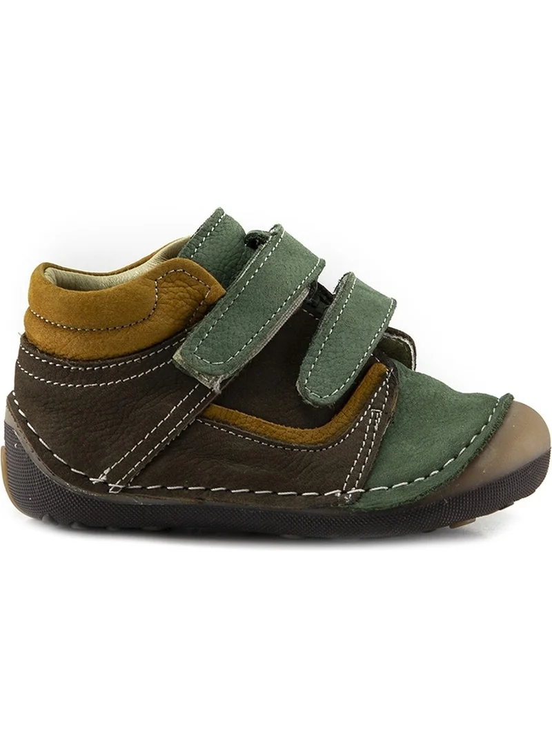 Mnpc Minipicco Boys Khaki-Brown Leather Anatomically Supported First Step Boots