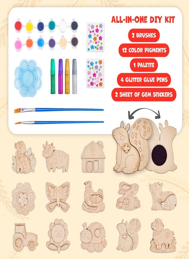 JoyCat DIY Wooden Magnets Kit, 13 Pcs Nature Art Supplies, Painting Kit, Arts and Crafts for Kids Ages 4-8 8-12, Party Favors, Christmas Crafts, Birthday Gifts, Toys for Boys Girls - Image 4