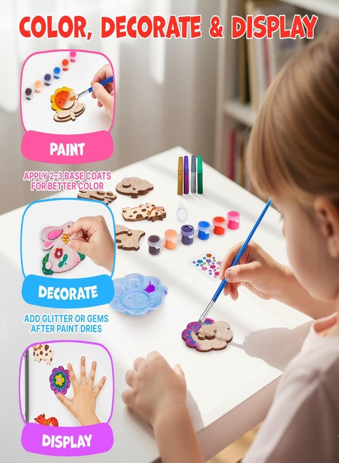 JoyCat DIY Wooden Magnets Kit, 13 Pcs Nature Art Supplies, Painting Kit, Arts and Crafts for Kids Ages 4-8 8-12, Party Favors, Christmas Crafts, Birthday Gifts, Toys for Boys Girls - Image 3