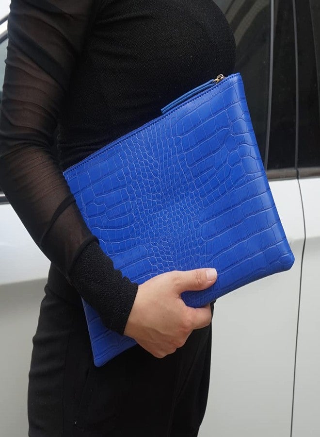 NIGEDU Women Clutches Crocodile Grain PU Leather Envelope Clutch Bag (Blue) - Image 2