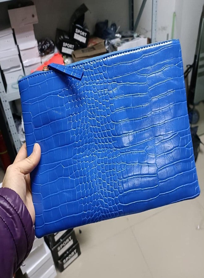 NIGEDU Women Clutches Crocodile Grain PU Leather Envelope Clutch Bag (Blue) - Image 3