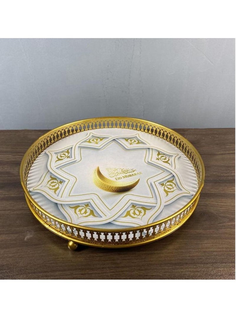 Hilalful - HILALFUL Circular Serving Tray - Iron | Kitchenware | Serveware | Trays for Decoration | Kitchen Decoration | Trays for Eid, Ramadan, Eid Al Adha Décor & Other Celebrations | Tray Organizer - Image 1
