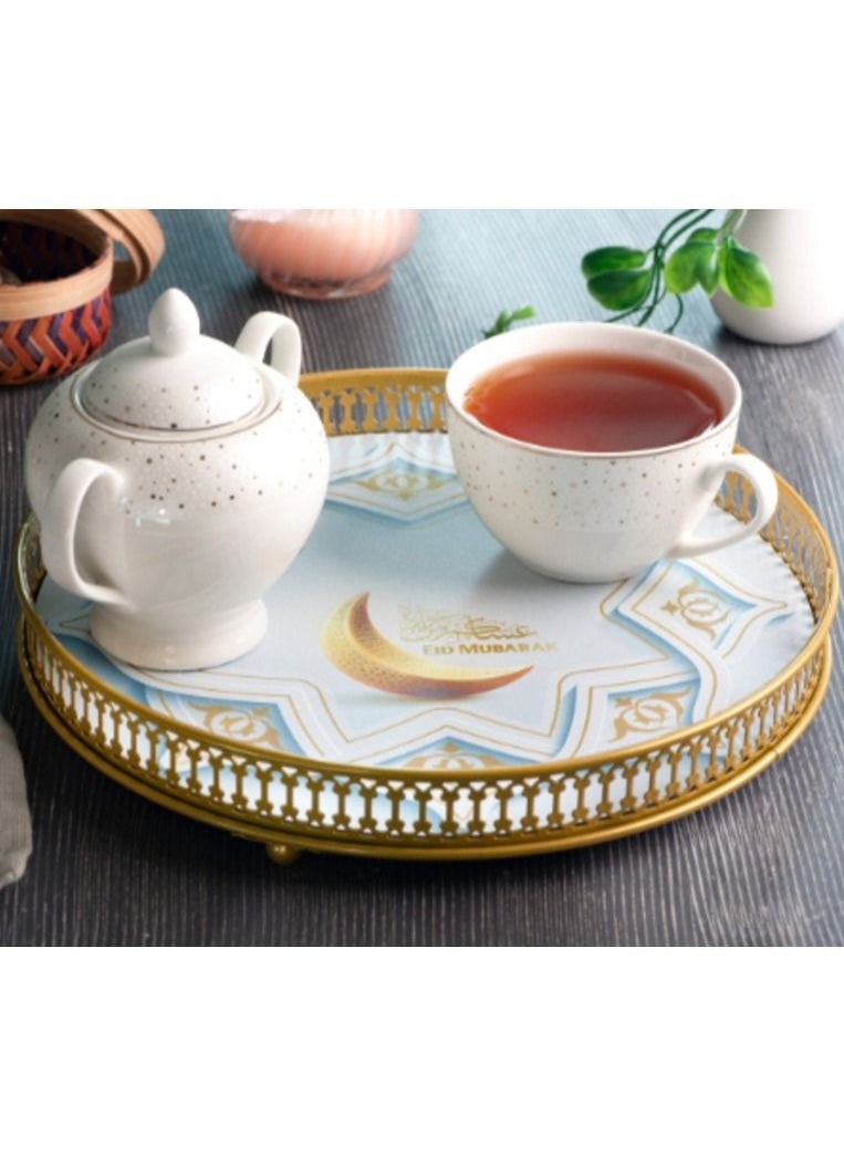 Hilalful - HILALFUL Circular Serving Tray - Iron | Kitchenware | Serveware | Trays for Decoration | Kitchen Decoration | Trays for Eid, Ramadan, Eid Al Adha Décor & Other Celebrations | Tray Organizer - Image 1