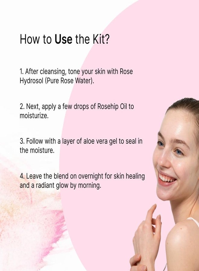 Vriksha Veda Vrikasha Ved'a Skin Nourishment Kit - Complete Skincare Set for Clear, Nourished Skin | Consist of Aloevera gel, Himalayan Roseship oil, Rose Hydrosol - Image 3