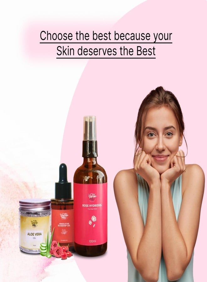Vriksha Veda Vrikasha Ved'a Skin Nourishment Kit - Complete Skincare Set for Clear, Nourished Skin | Consist of Aloevera gel, Himalayan Roseship oil, Rose Hydrosol - Image 5