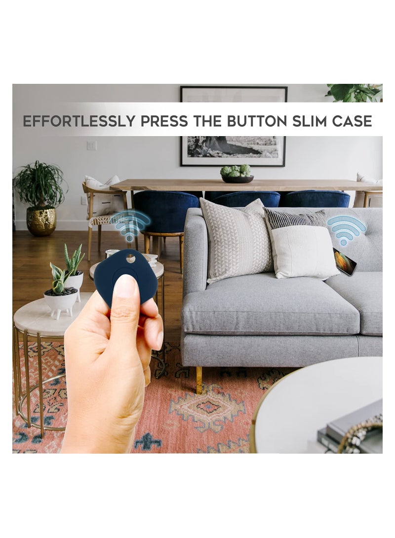 2 Pcs Silicone Case Compatible for Samsung Galaxy SmartTag with Keychain, Anti-Scratch Lightweight Soft Protective Sleeve Skin Cover for Galaxy SmartTag, Navy and Black - Image 5