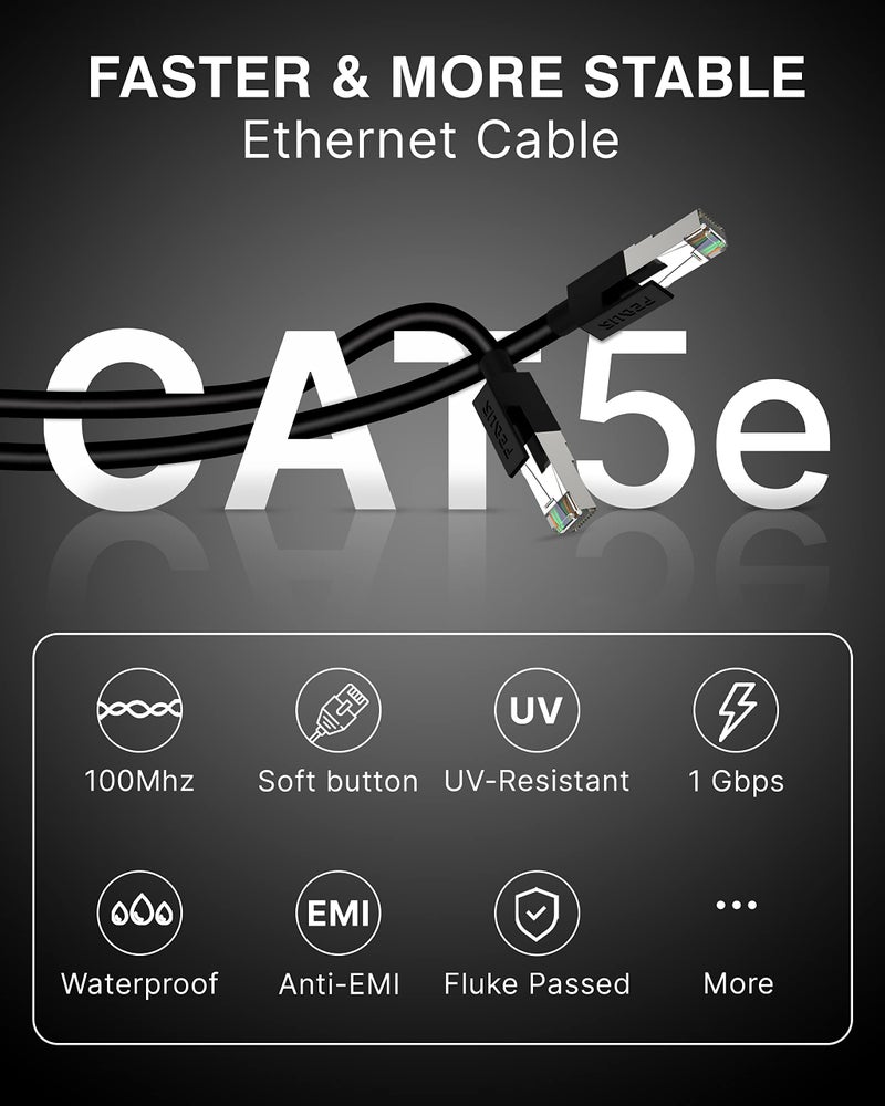 FEDUS 1000 MBPS 100 Meter High Speed RJ45 Cat5e Ethernet Patch Cable LAN Cable Internet Network Computer Cable Cord High Speed Gigabit Category 5 Wires for Modem, Router, Camera, LAN ADSL BLACK - Image 4