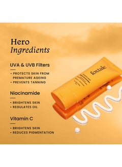 foxtale Glow Sunscreen Spf 50 Pa++++ Lightweight With Vitamin C And Niacinamide|Fast Absorbing|Uva And Uvb Filters Prevents Tanning|No White Cast|Nongreasy|For Men&Women|All Skin Types 50 Ml  - Image 4