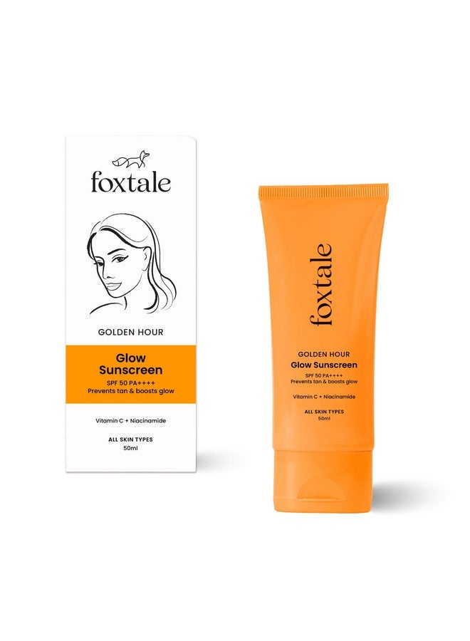 فوكستيل Glow Sunscreen Spf 50 Pa++++ خفيف الوزن مع فيتامين C والنياسيناميد|سريع الامتصاص|مرشحات UVA وUVB تمنع تسمير البشرة|بدون قالب أبيض|غير دهني|للرجال والنساء|جميع أنواع البشرة 50 مل - Image 1
