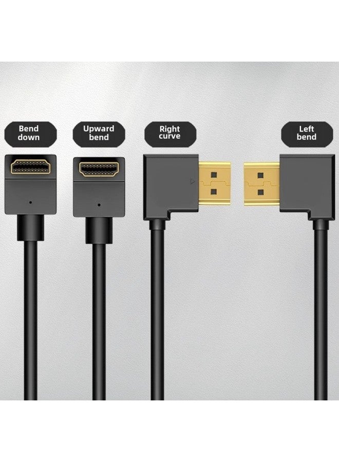 Elbow HDMI Hd Line Video Line Left Bend Right Bend Up Bend Down HDTV Line Set Top Box TV Cable 4K-Color:Left Curve To Straight Head Black-Line Length:1.5M - Image 3