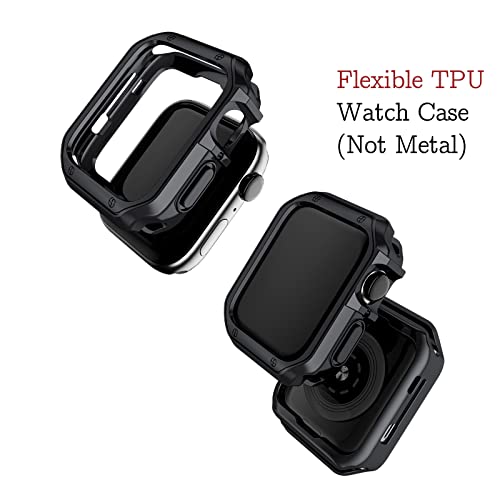 MRYUESG Compatible with Apple Watch Band and Case, Stainless Steel Metal Chain with TPU Cover, Smart-Watch Link Bracelet Strap, Wrist-Band for i-Watch Series 9 8 7 6 5 4 3 2 1 SE, 41mm 40mm 38mm, Black - Image 5