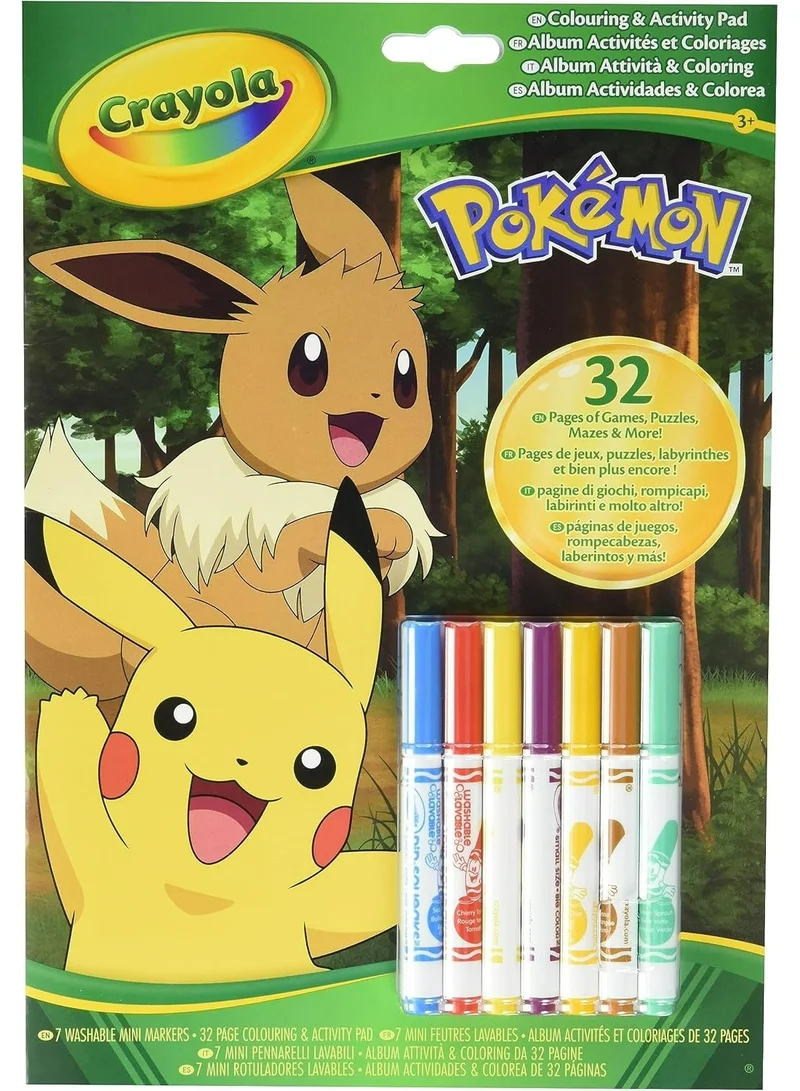 Crayola Crayola - Pokemon Activities Coloring Book | 32 Pages with 7 Markers Included - Featuring All Your Favorite Pokemon Characters - Creative Fun at Home and On-the-Go | Ages 3+