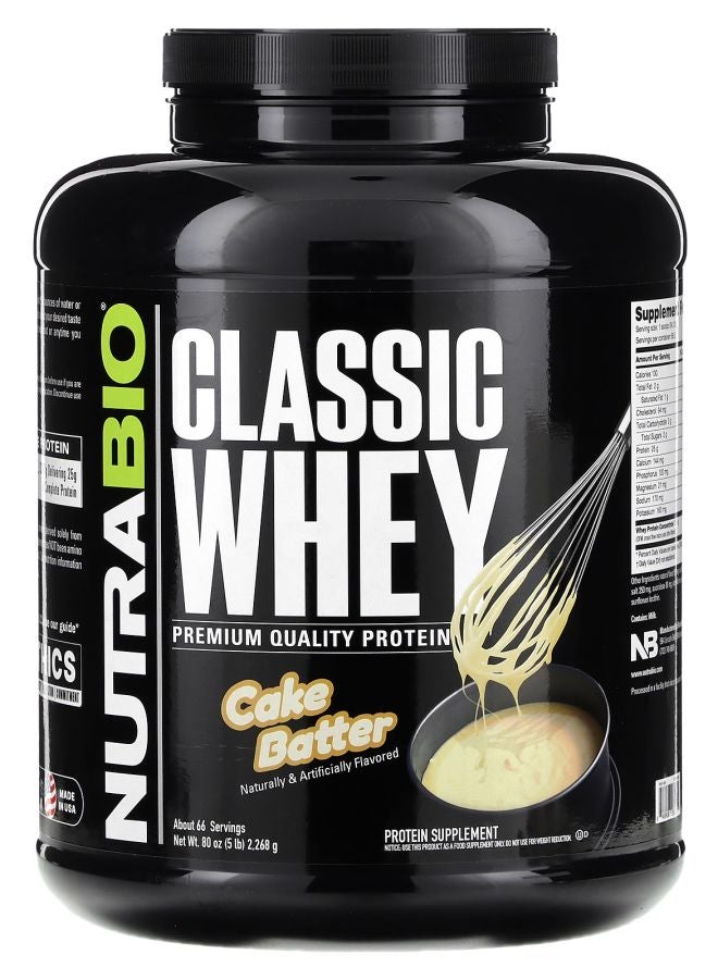 NutraBio Classic Whey Protein Cake Batter 5 lbs (2268 g)