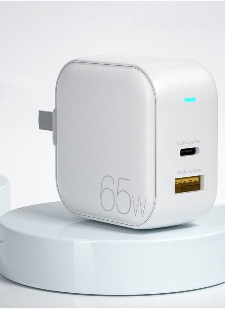 WEKOME - High Quality 65-Watt Fast charger, 65 W Power Adapter, Fast Wall Charger, Compatible With All Types of Iphone, Android, Ipad, Tablet, USB C and USB ports, Quick Charge, 3 port Wall Plug, WP-U11 - Image 1