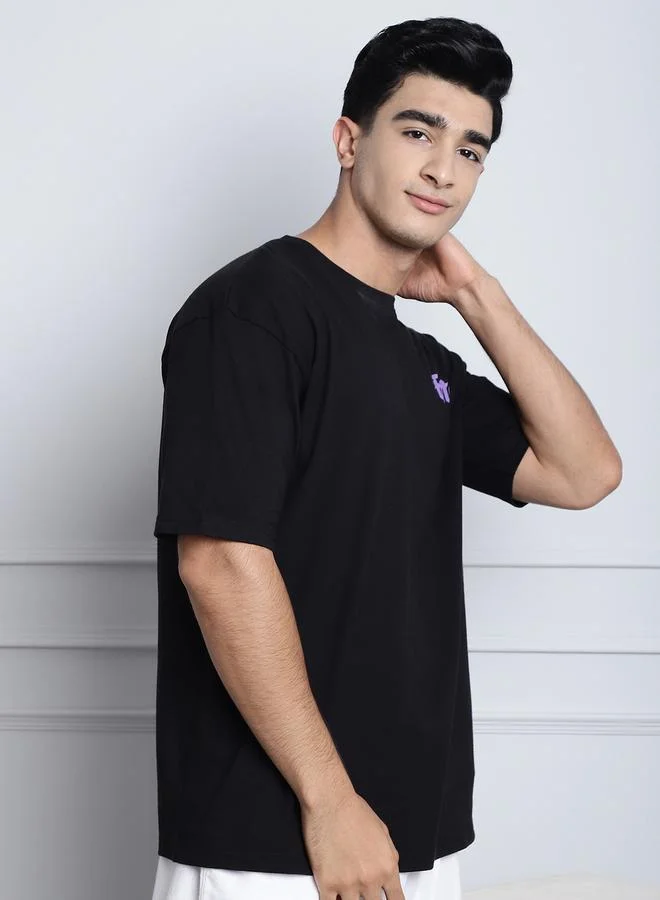 Styli Men Black Oversized Graphic Print T-Shirt By Door74
