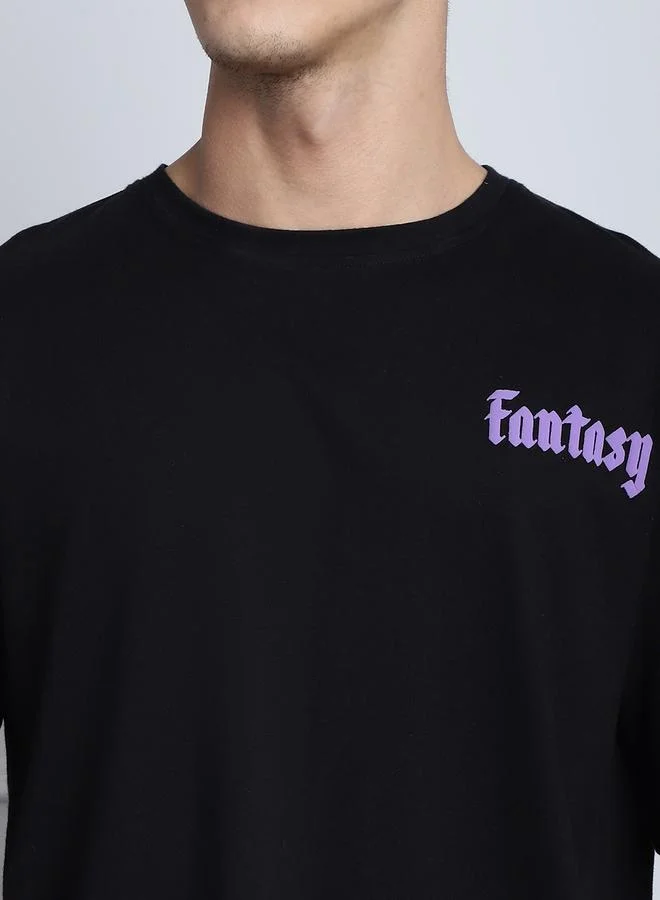Styli Men Black Oversized Graphic Print T-Shirt By Door74