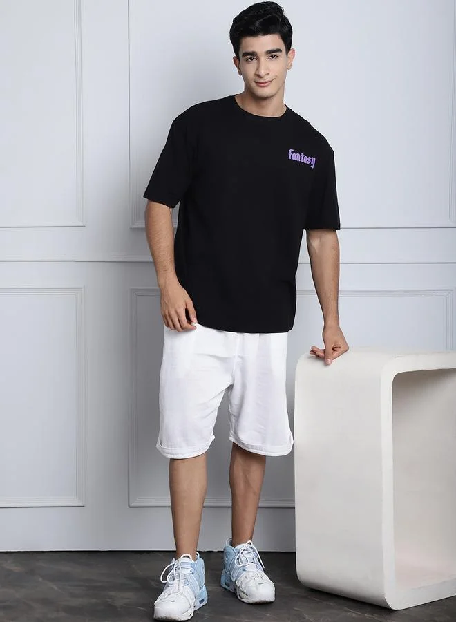 Styli Men Black Oversized Graphic Print T-Shirt By Door74