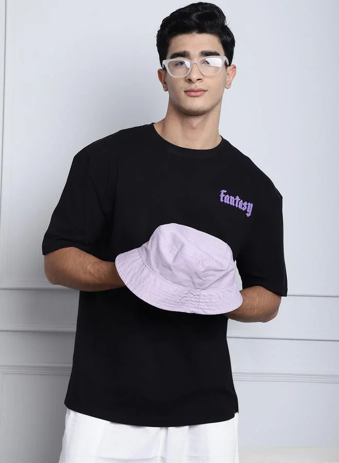 Take Two Men Black Oversized Graphic Print T-Shirt