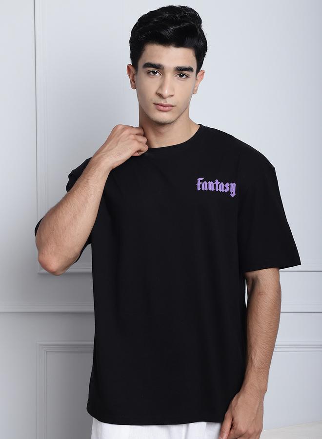 Take Two Men Black Oversized Graphic Print T-Shirt - Image 1